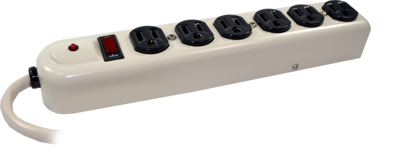 Heavy Duty 6 Outlet Metal Surge Protectors, 750-Joule - 6 to 20 Foot Cords
