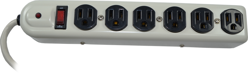 Heavy Duty 6 Outlet Metal Surge Protectors, 750-Joule - 6 to 20 Foot Cords