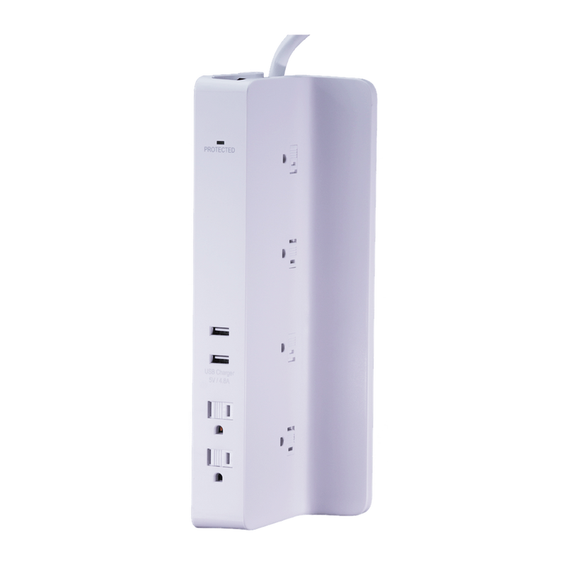 6 Outlet Surge Protector Power Station Block, 2 USB Ports - 4 Foot Cord