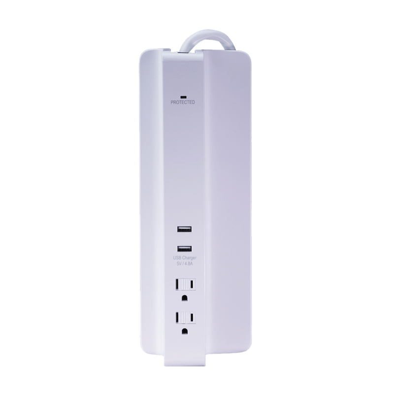 6 Outlet Surge Protector Power Station Block, 2 USB Ports - 4 Foot Cord